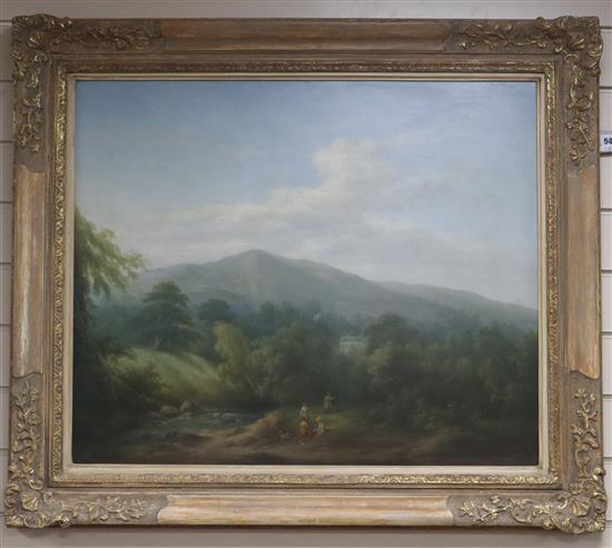 19th century English School Children at play in an extensive landscape 24.25 x 29.25in.